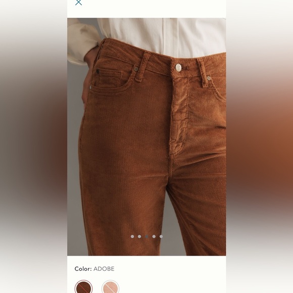 NWT new 28 Anthropologie pilcro Scotty cuffed high rise corduroy pants brown - Picture 9 of 17